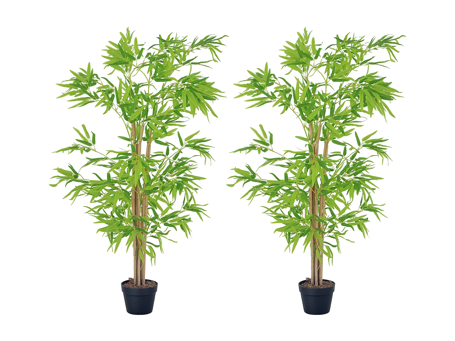 Outsunny Lot de 2 Bambous artificiels hauteur 1,5 m 644 feuilles denses réalistes pot inclus noir avec lichen vert