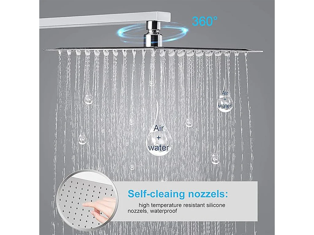 Colonne Doccia Termostatiche, Sistema Doccia con Miscelatore Termostatico a 38℃ e Soffione Quadrato Altezza Regolabile 73-115cm Cromo