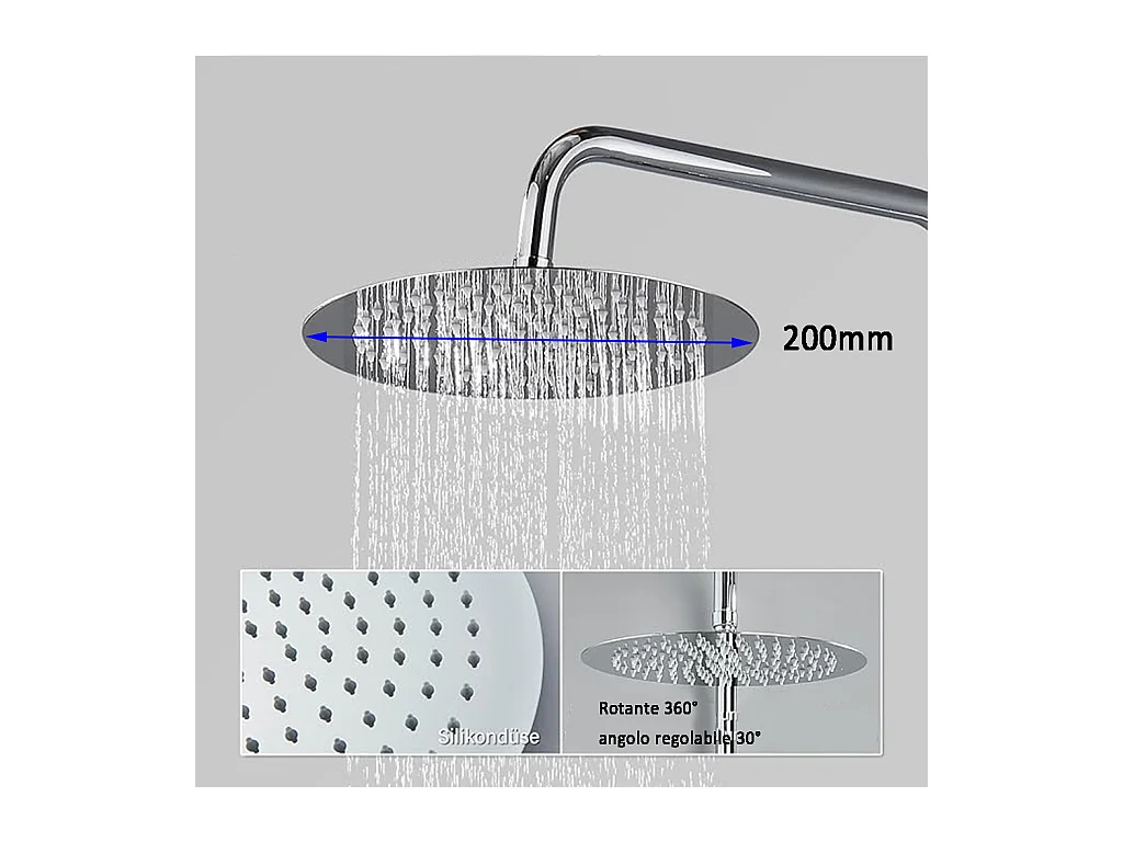 Colonne Doccia Termostatiche, Sistema Doccia con Miscelatore Termostatico a 38℃ e Doccetta Rotonda Altezza Regolabile 735-117cm Cromo