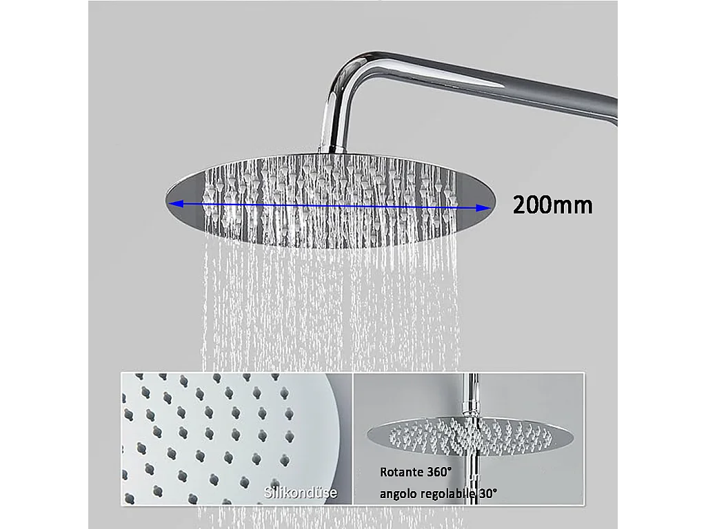 Colonne Doccia Termostatiche, Sistema Doccia con Miscelatore Termostatico a 38℃ e Doccetta Rotonda Altezza Regolabile 75-125cm Cromo
