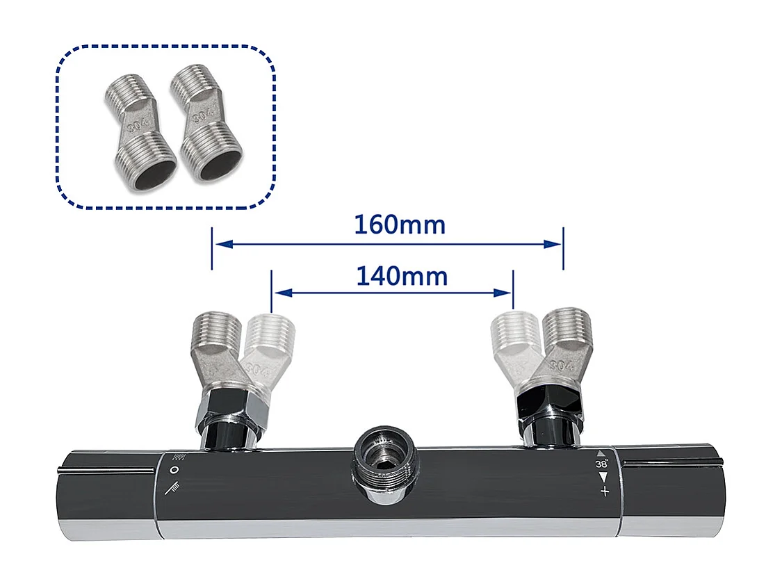 Colonna doccia con miscelatore termostatico,doccia soffione rotondo 25x25cm in acciaio inox, cromato lucido