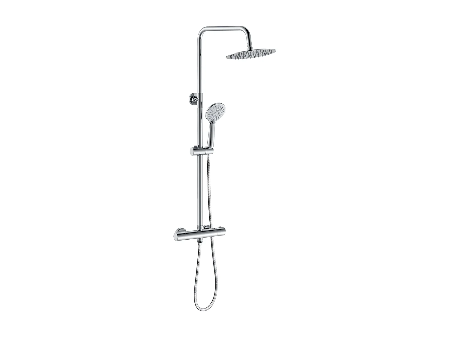 Colonna doccia con miscelatore termostatico,doccia soffione rotondo 25x25cm in acciaio inox, cromato lucido