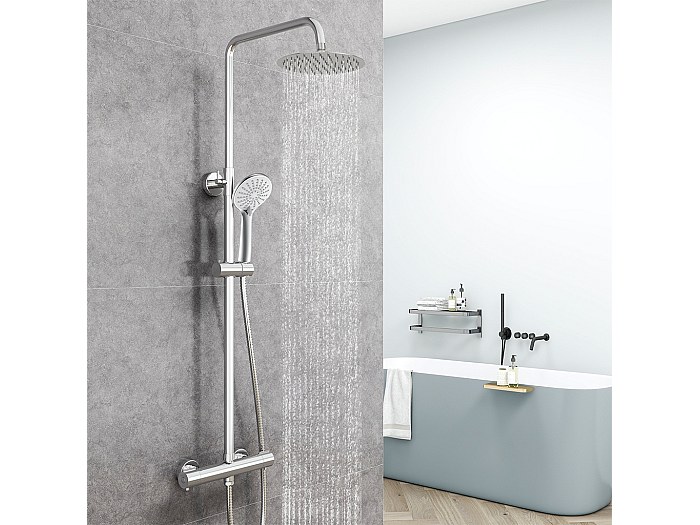 Colonna Doccia Acciaio Inox Senza Miscelatore - Con Soffione E Doccetta Regolabile - Foto 6