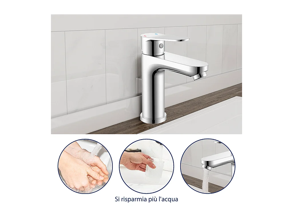 Miscelatore monocomando da bagno per lavabo e bidet cromato lucido