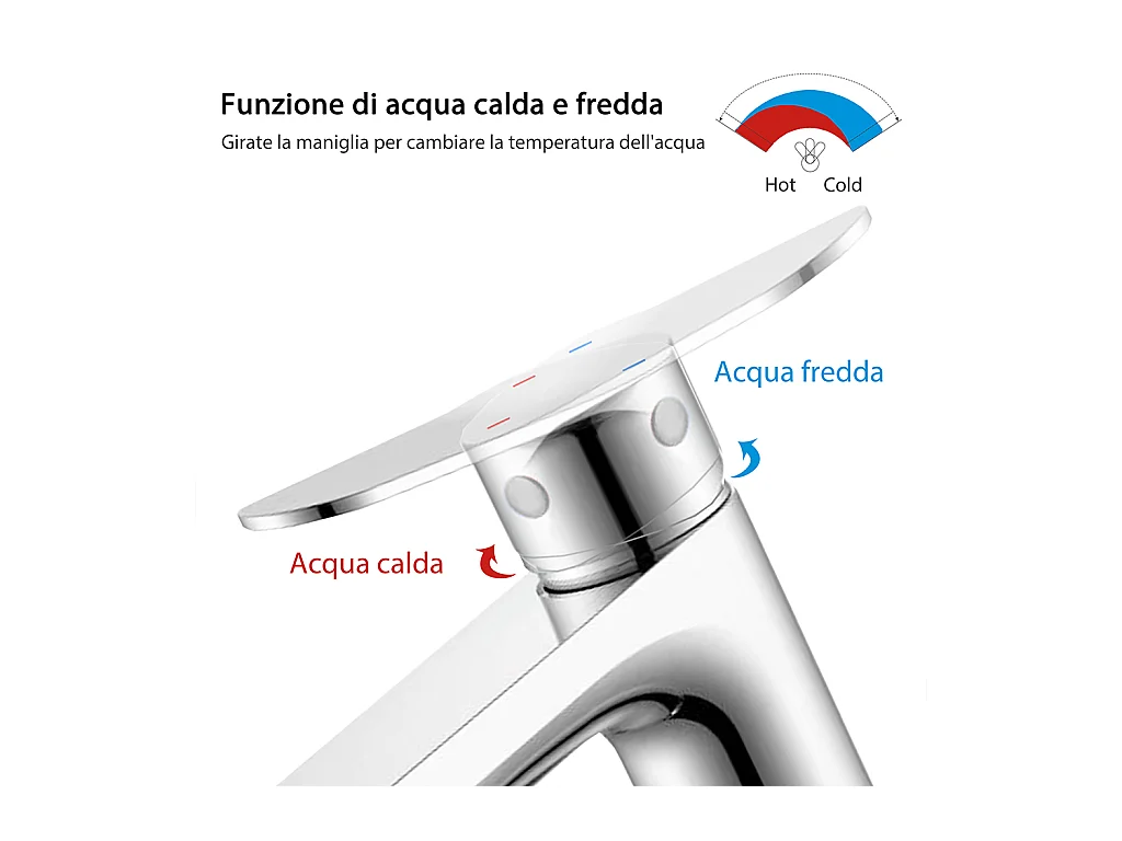 Miscelatore monocomando da bagno per lavabo e bidet cromato lucido