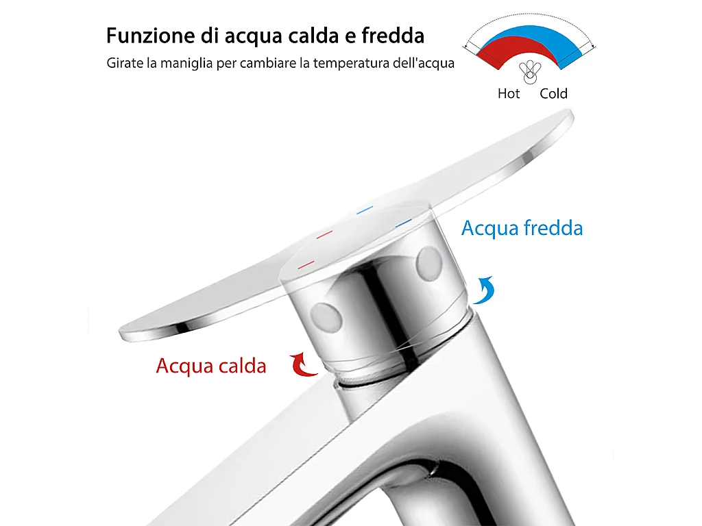 Miscelatore monocomando da bagno per lavabo e bidet cromato lucido