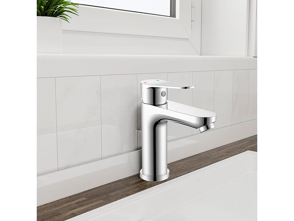 Miscelatore monocomando da bagno per lavabo e bidet cromato lucido