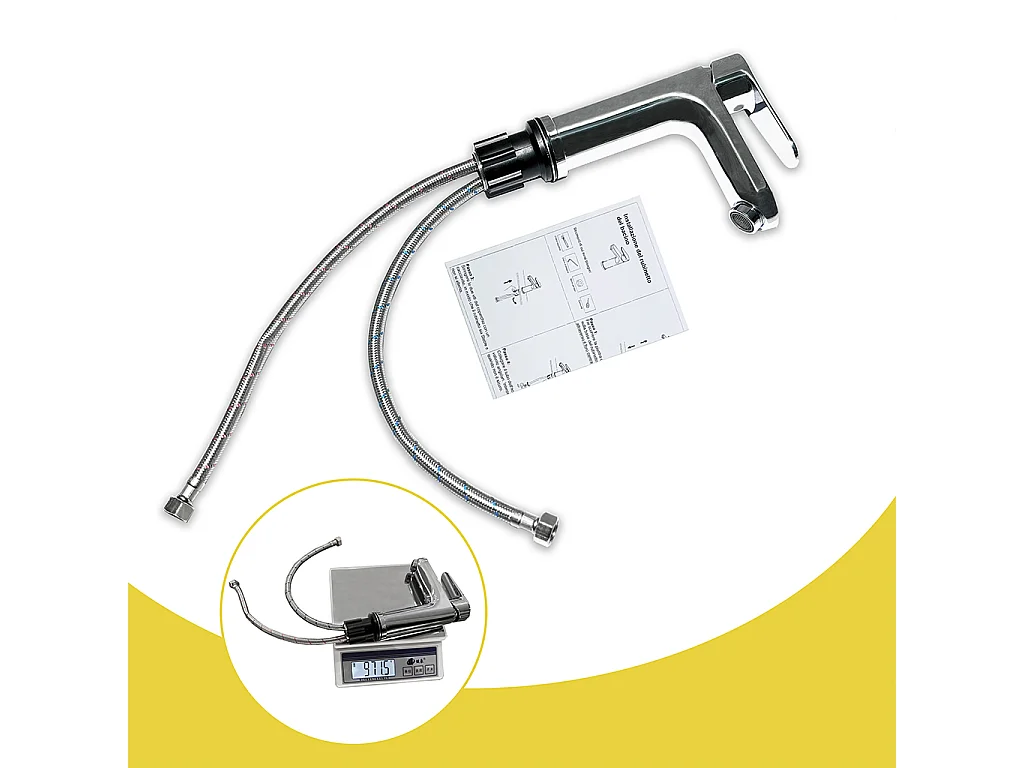 Set rubinetti bagno per lavabo, miscelatore monocomando caldo e freddo regolabile cromato