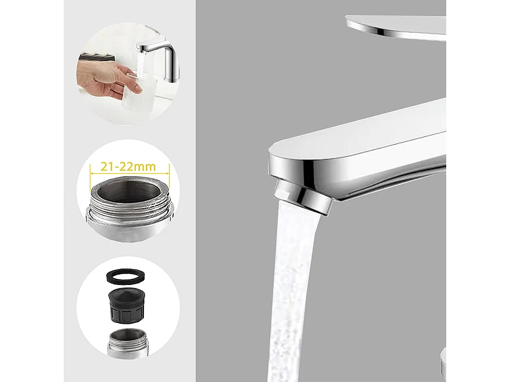 Set rubinetti bagno per lavabo, miscelatore monocomando caldo e freddo regolabile cromato