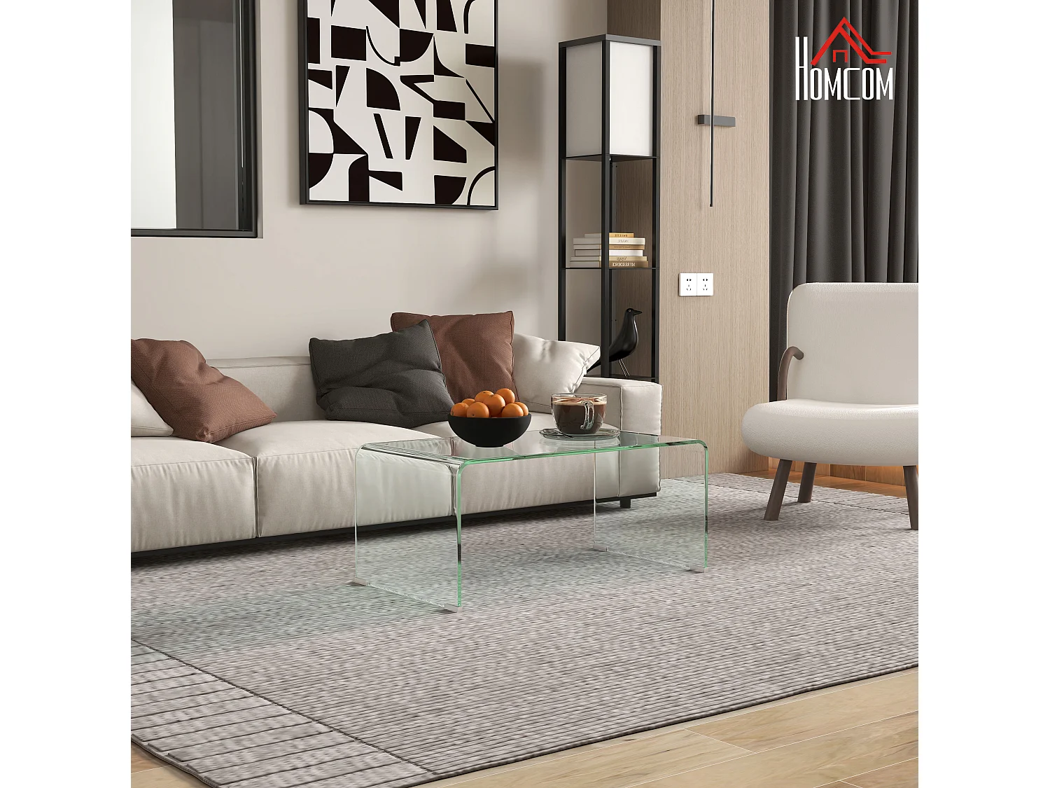 Table basse design contemporain dim. 80L x 45l x 35H cm verre trempé 10 mm