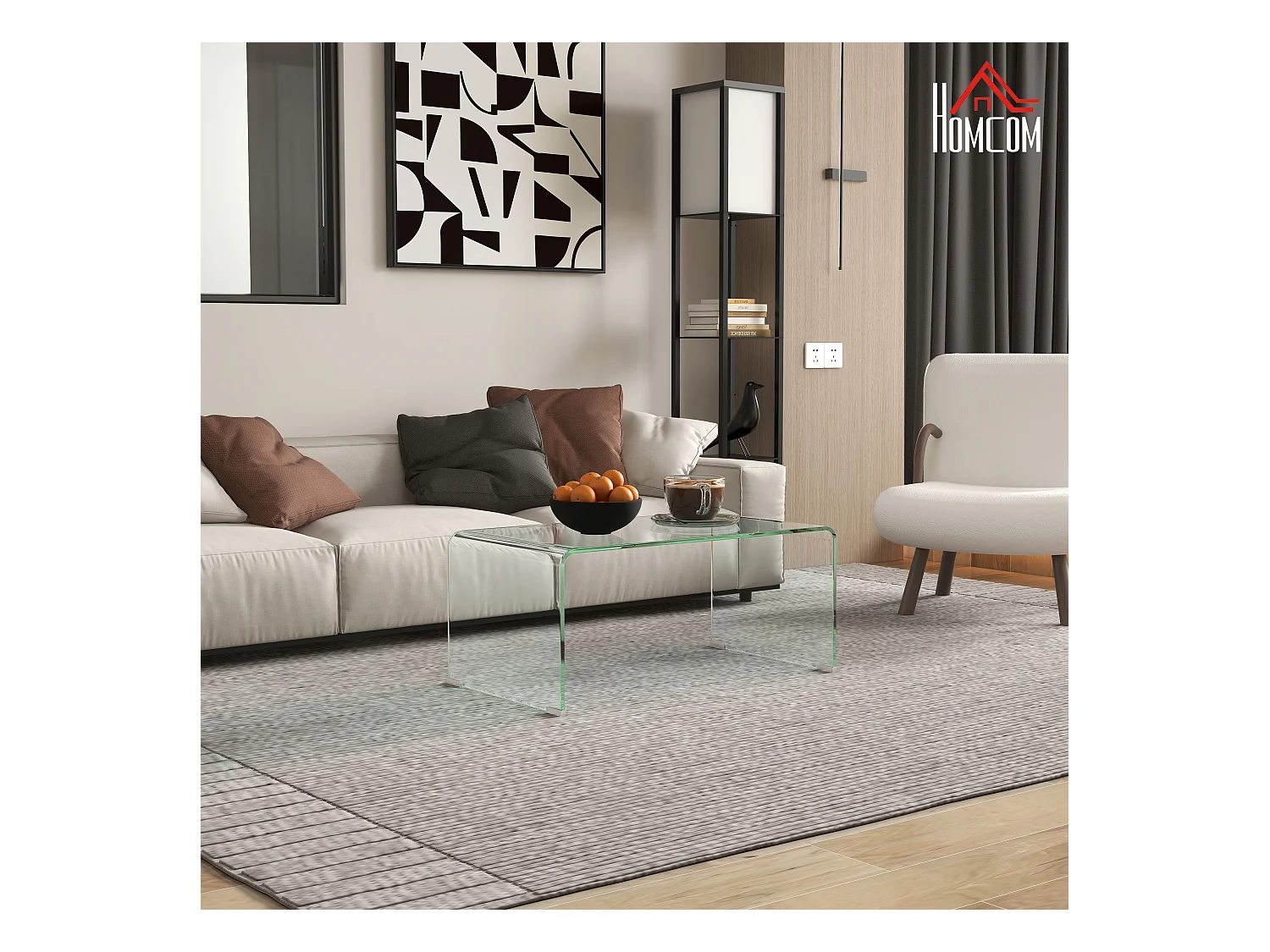 Table basse design contemporain dim. 80L x 45l x 35H cm verre trempé 10 mm