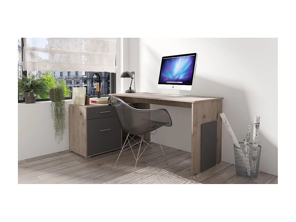 ECKSCHREIBTISCH Como Wellington Eiche / graphit 168 cm / 110 cm / 76 cm