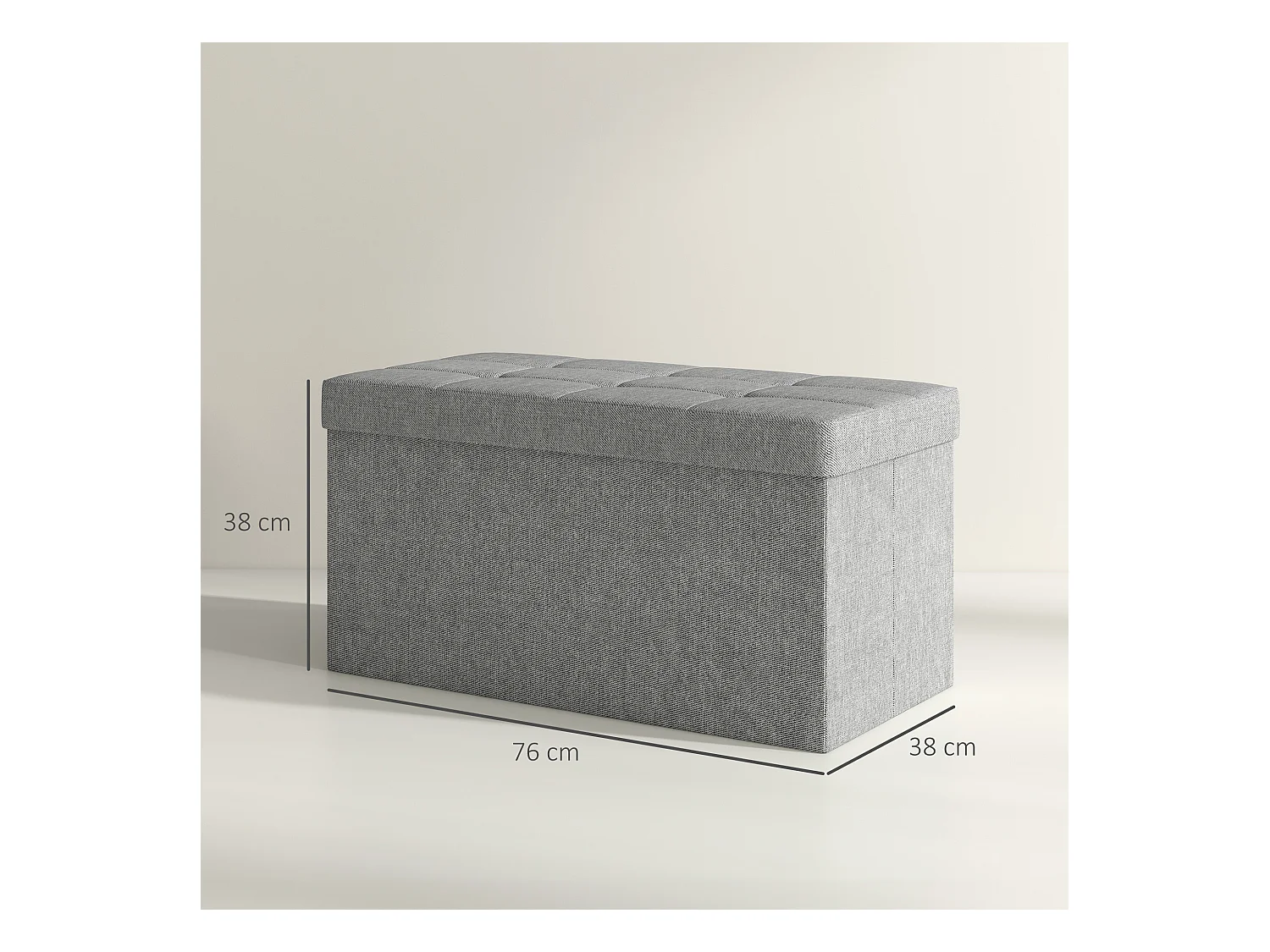 Banc coffre style Chesterfield effet capitonné dim.76L x 38l x 38H cm tissu gris chiné