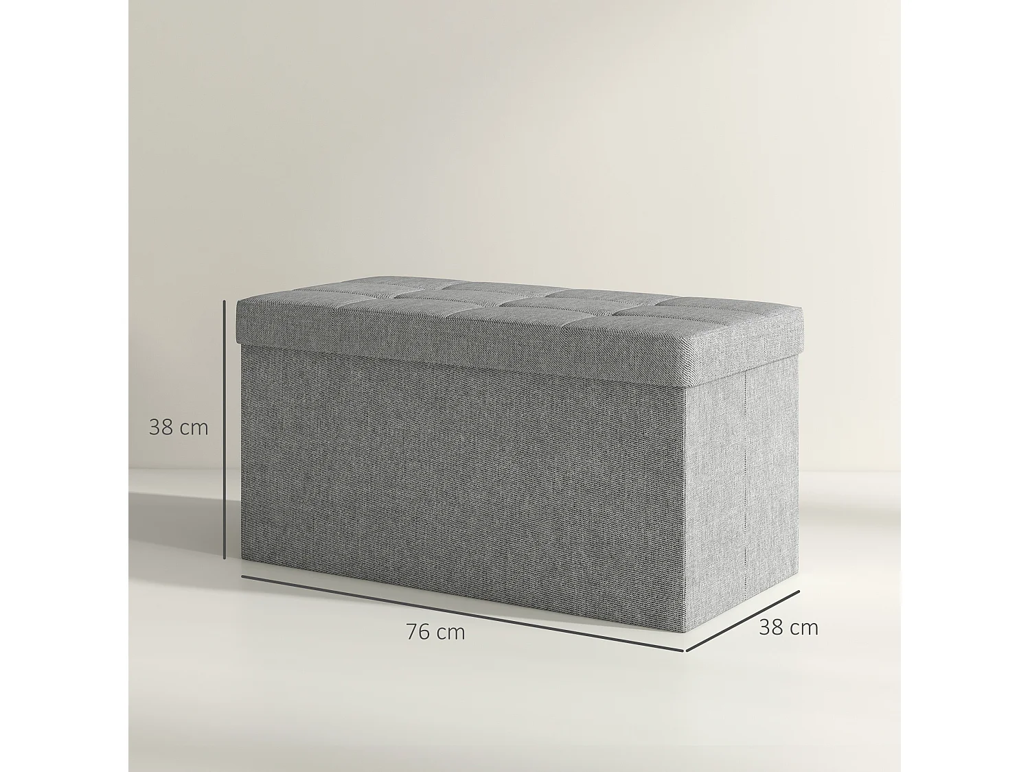 Banc coffre style Chesterfield effet capitonné dim.76L x 38l x 38H cm tissu gris chiné