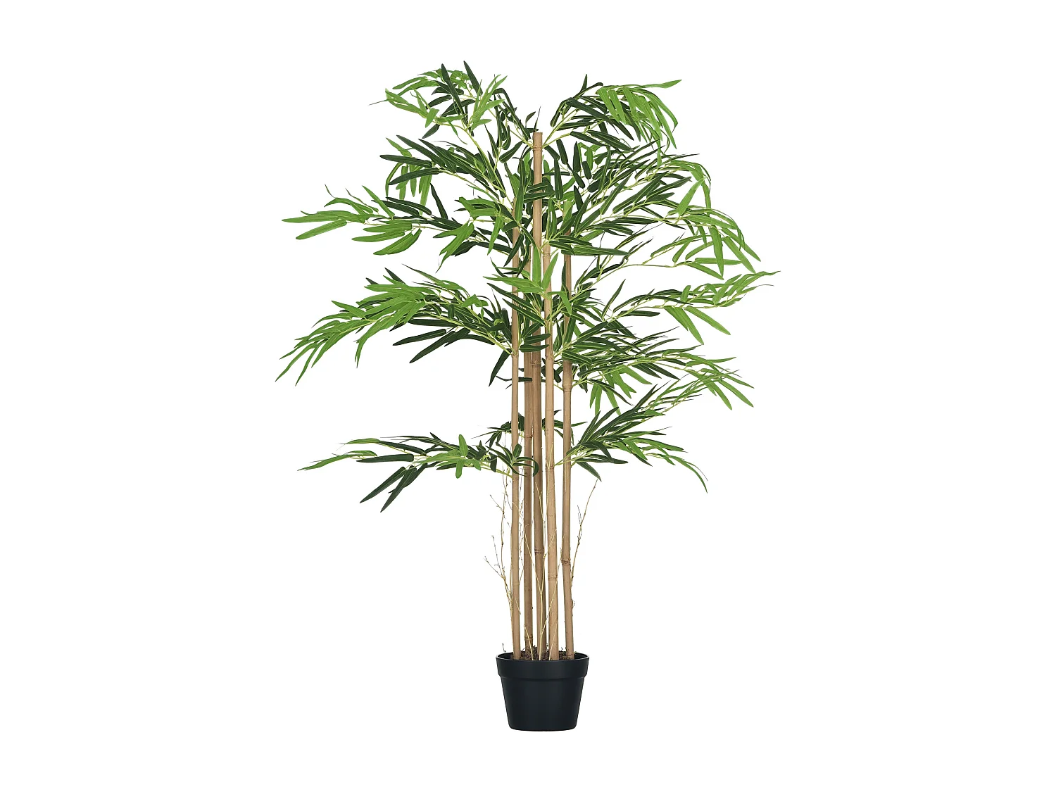 Bambou artificiel 4 pieds H. 1,15 m 730 feuilles denses réalistes pot inclus noir vert