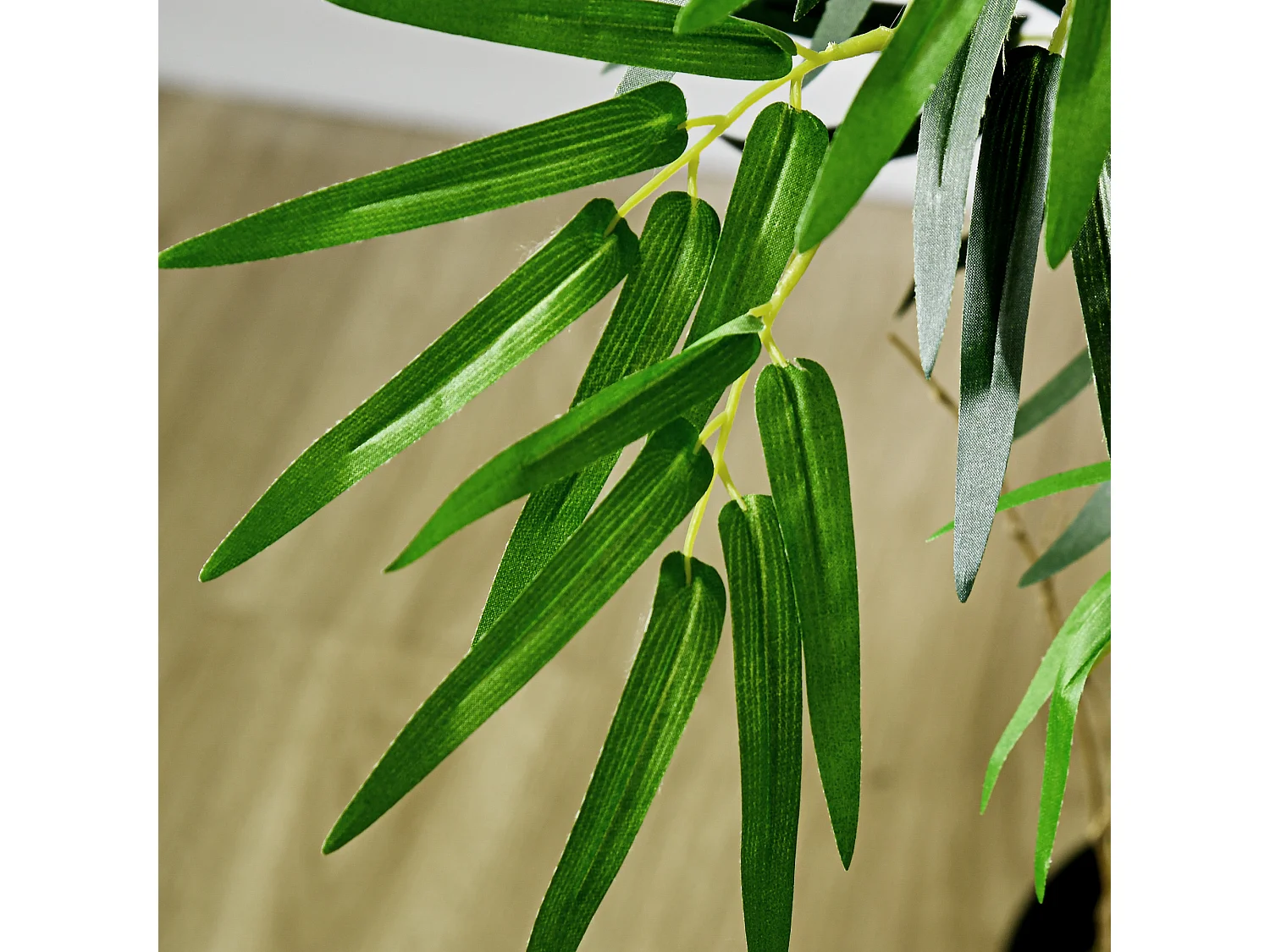 Bambou artificiel 4 pieds H. 1,15 m 730 feuilles denses réalistes pot inclus noir vert