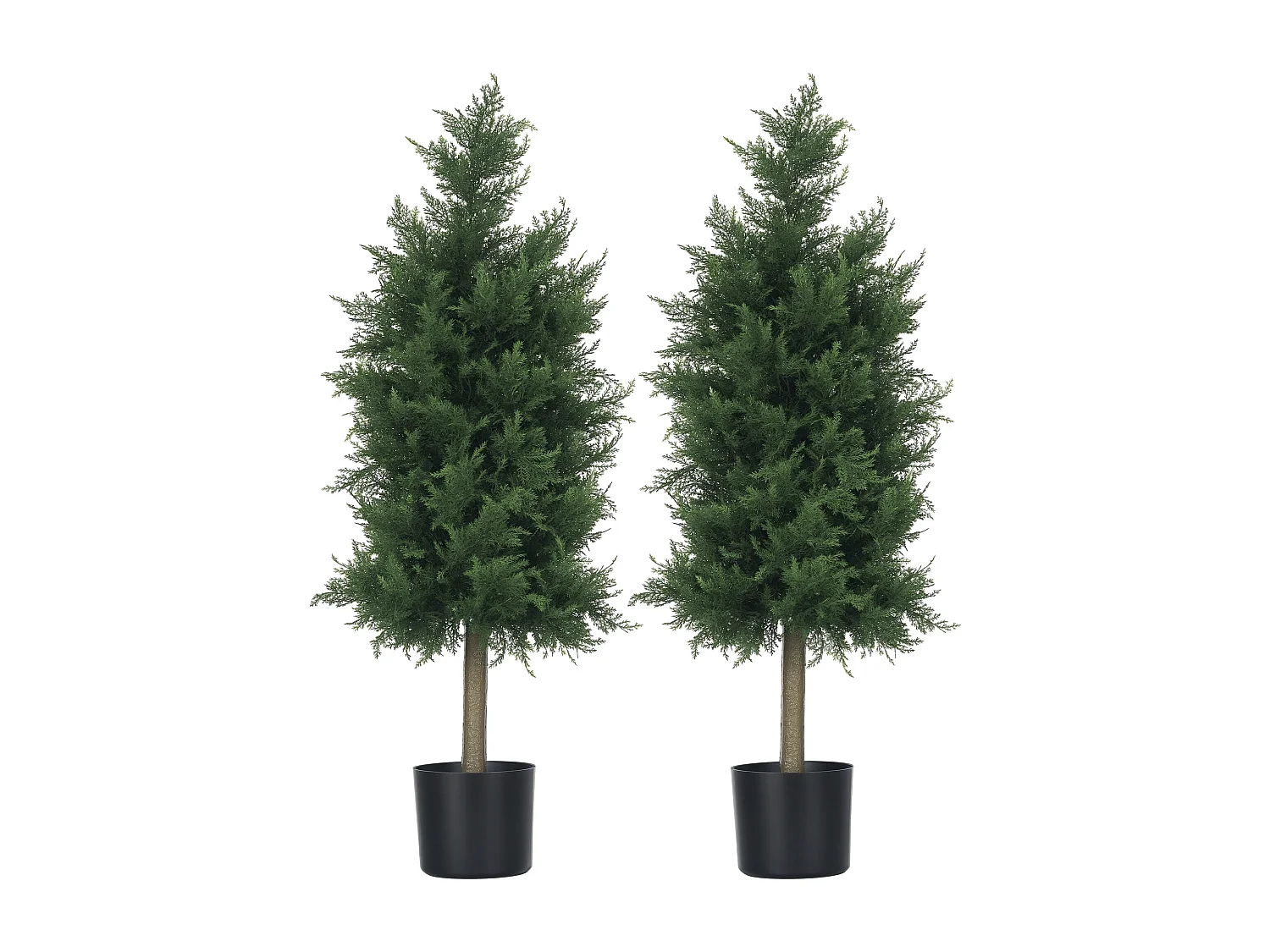 Lot de 2 plantes artificielles sapins cèdre H. 90 cm grand réalisme pot inclus