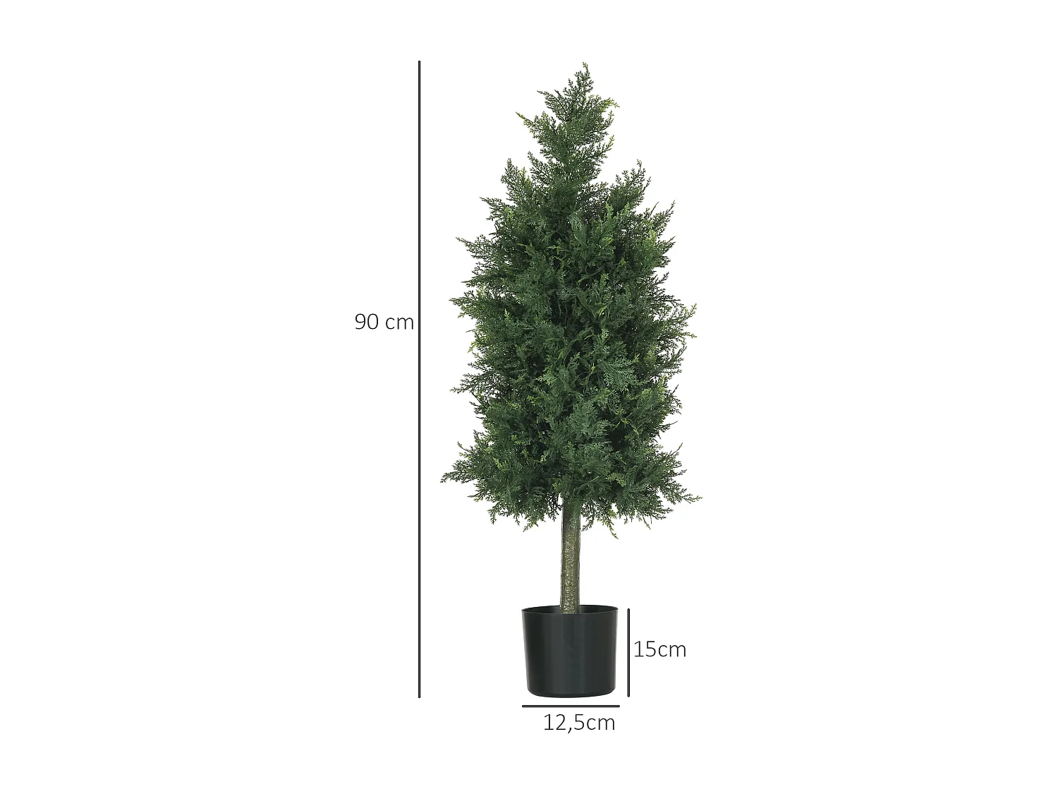 Lot de 2 plantes artificielles sapins cèdre H. 90 cm grand réalisme pot inclus