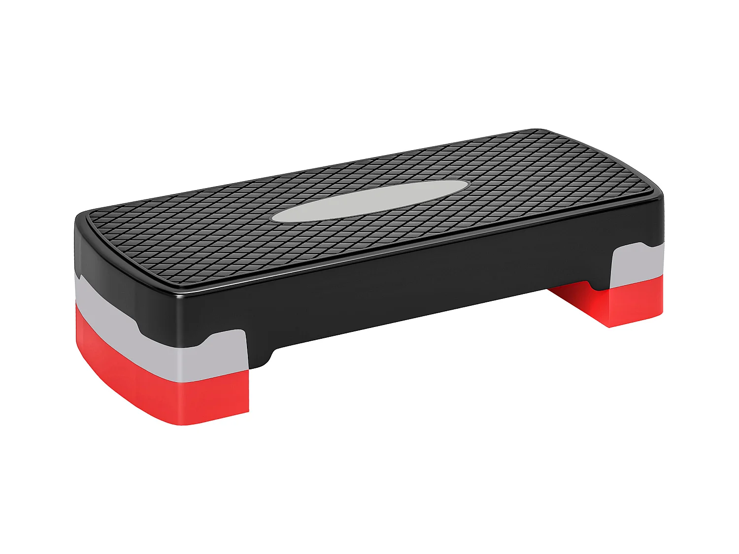 Stepper Fitness Aerobic hauteur reglable surface antiderapante dim. 68L x 29l x 10-15H cm plastique noir gris rouge