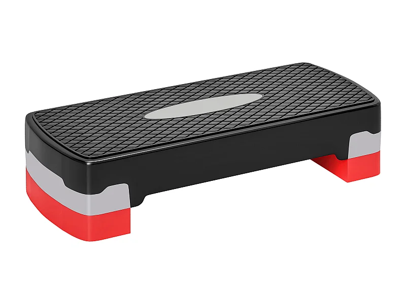 Stepper Fitness Aerobic hauteur reglable surface antiderapante dim. 68L x 29l x 10-15H cm plastique noir gris rouge