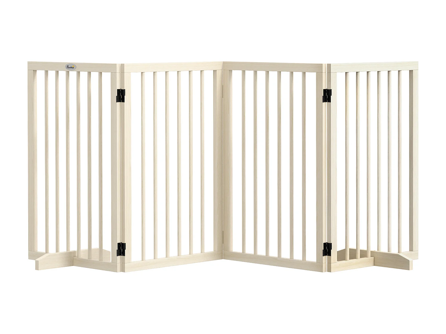 Barrière de sécurité chien 4 panneaux modulable autoportante dim. max. 206L x 35l x 76H cm bois clair