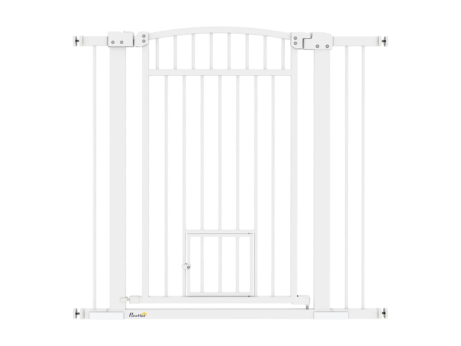 Barrière de sécurité pour chien - barrière à pression ajustable - 2 portes verrouillables - acier blanc