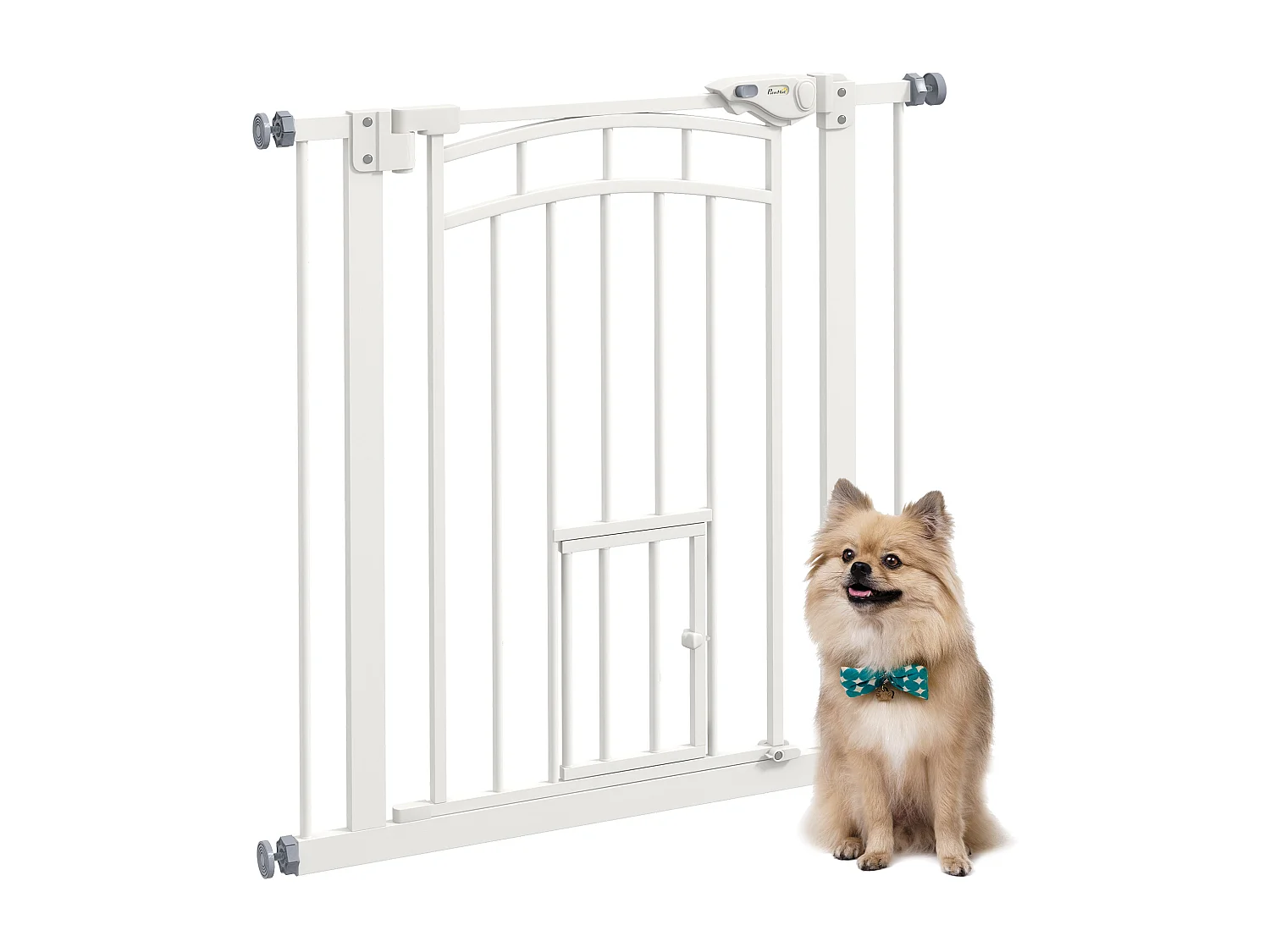Barrière de sécurité pour chien - barrière à pression ajustable - double système de verrouillage - acier blanc