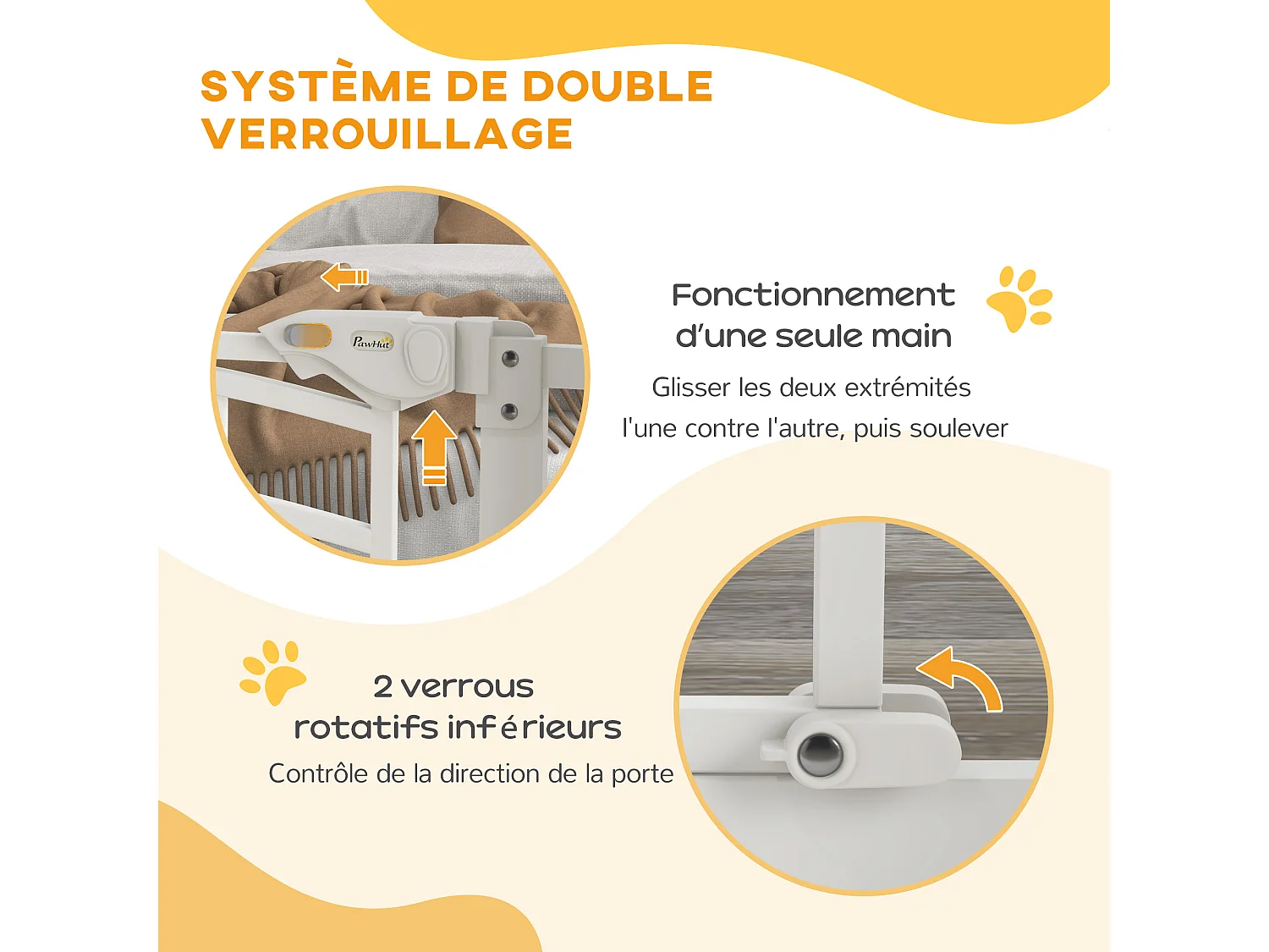 Barrière de sécurité pour chien - barrière à pression ajustable - double système de verrouillage - acier blanc