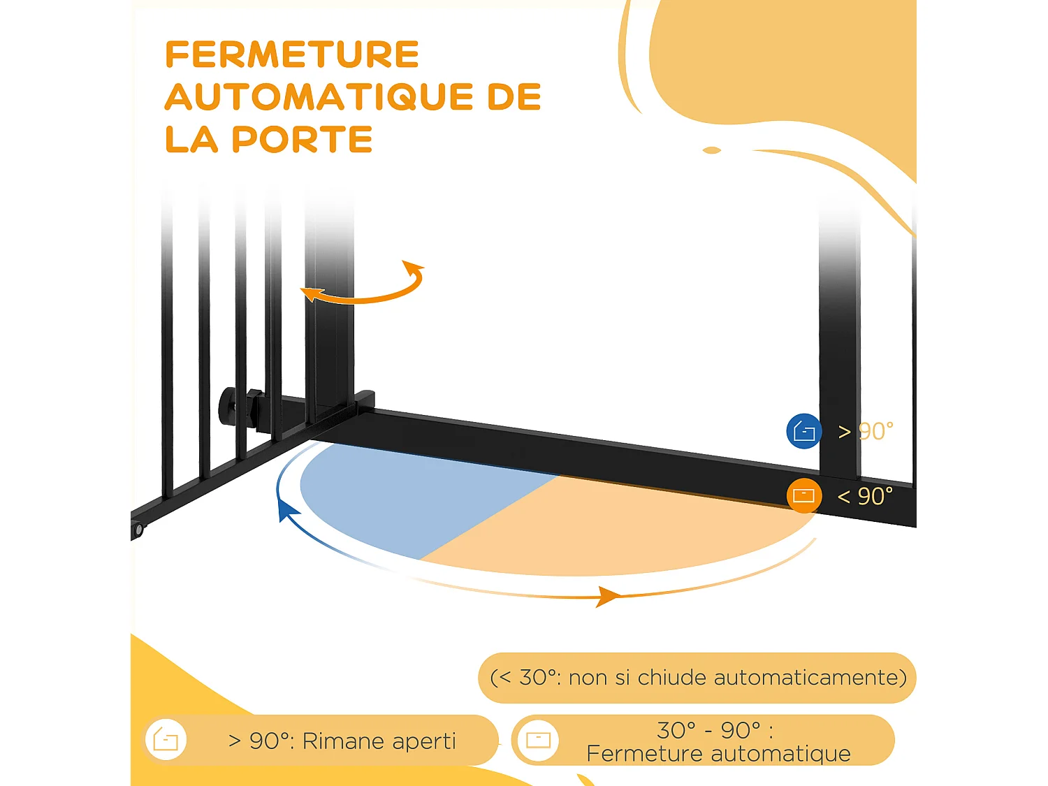 Barrière de sécurité pour chien - barrière à pression extensible - double système de verrouillage - acier noir