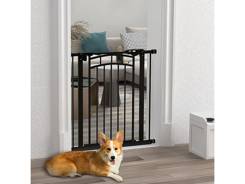 Barrière de sécurité pour chien - barrière à pression extensible - double système de verrouillage - acier noir