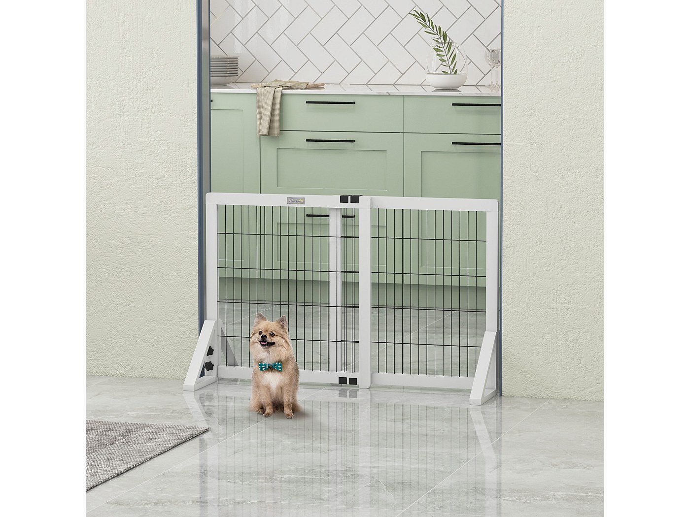 Barrière Chien Bambou Pliable - 2 Panneaux 91,4x61cm Confinement Intérieur