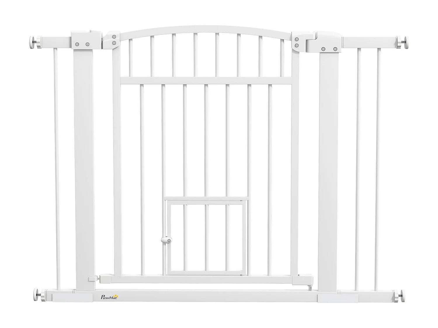 Barrière de sécurité pour chien - barrière à pression ajustable - 2 portes verrouillables - acier blanc