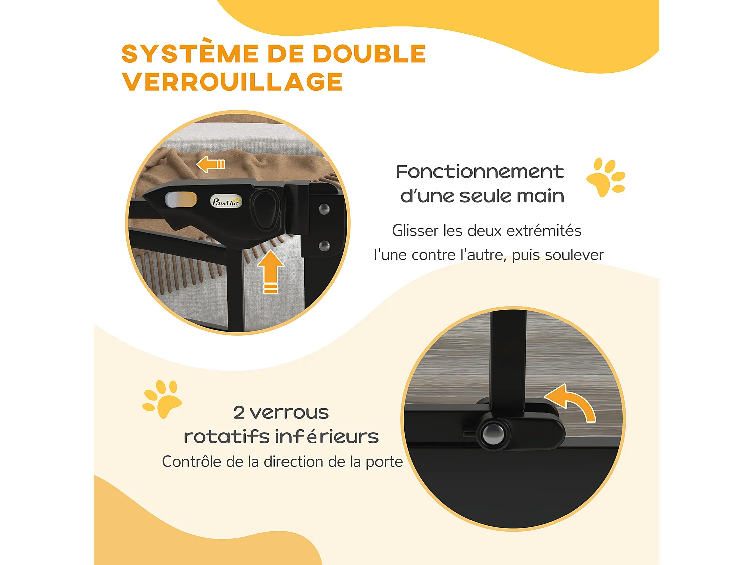 Barrière de sécurité pour chien - barrière à pression ajustable - double système de verrouillage - acier noir