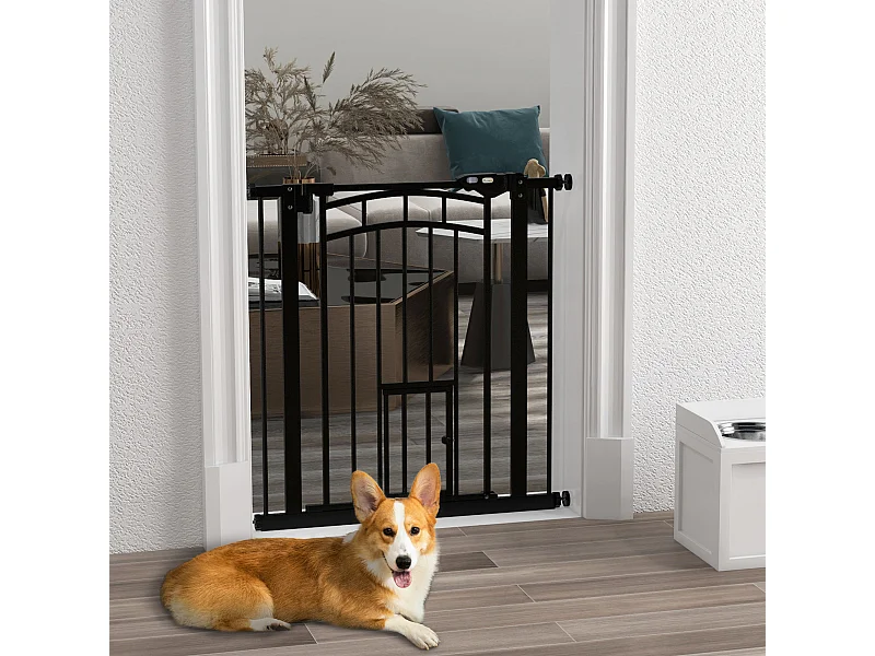 Barrière de sécurité pour chien - barrière à pression ajustable - double système de verrouillage - acier noir