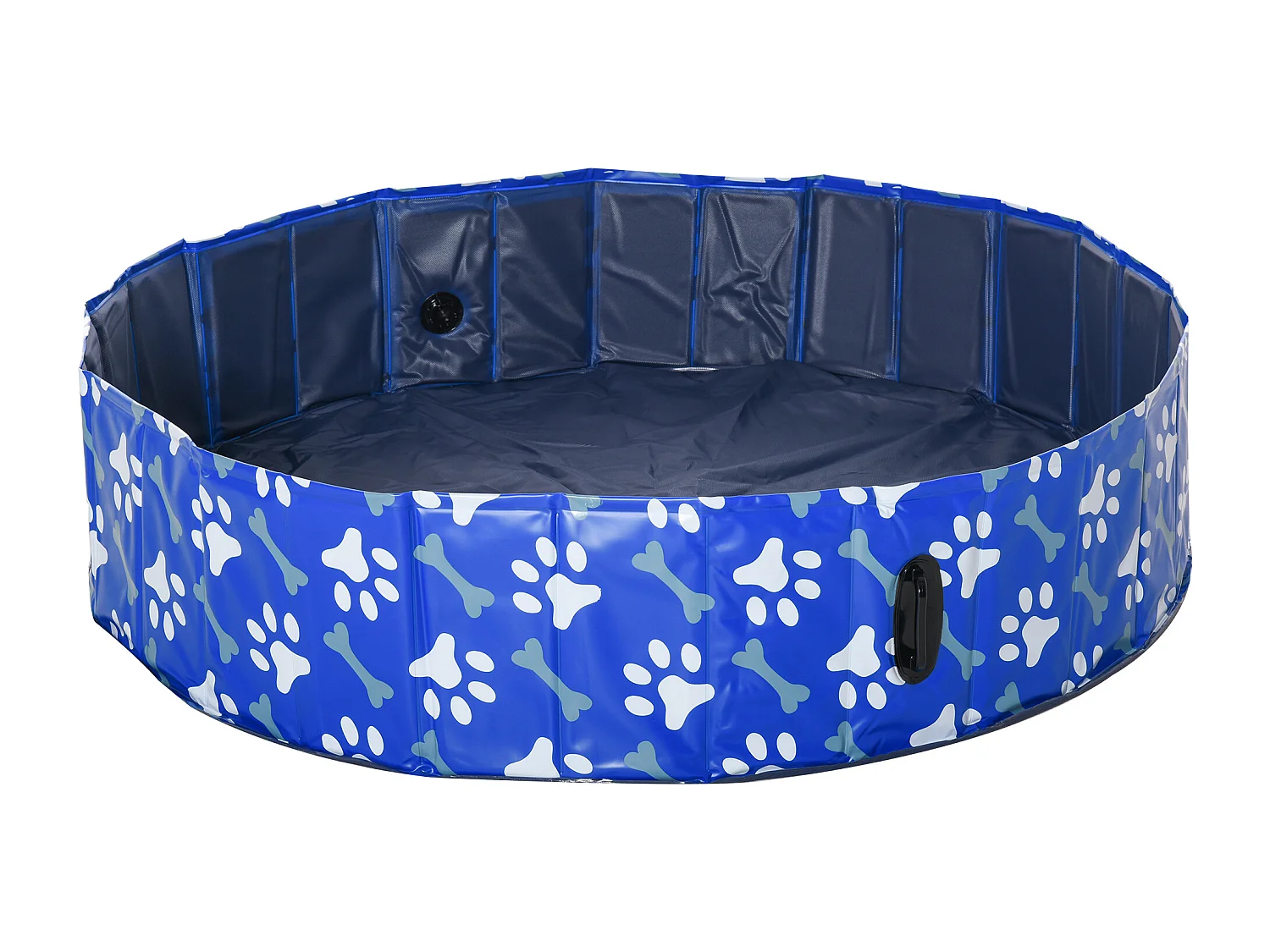 Piscine pour chien bassin PVC pliable anti-glissant facile à nettoyer Ø 1,4 m hauteur 30 cm motifs os pattes bleu