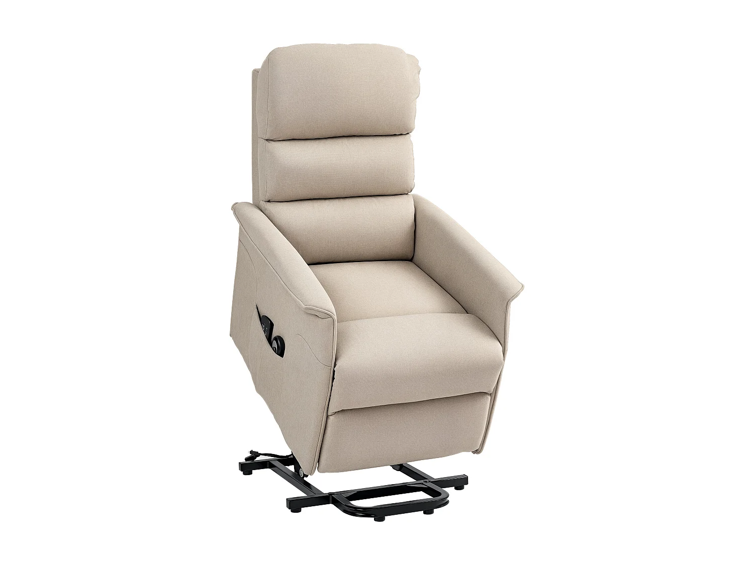 Fauteuil releveur inclinable massant chauffant - 2 télécommandes, roulettes, pochette - tissu beige chiné