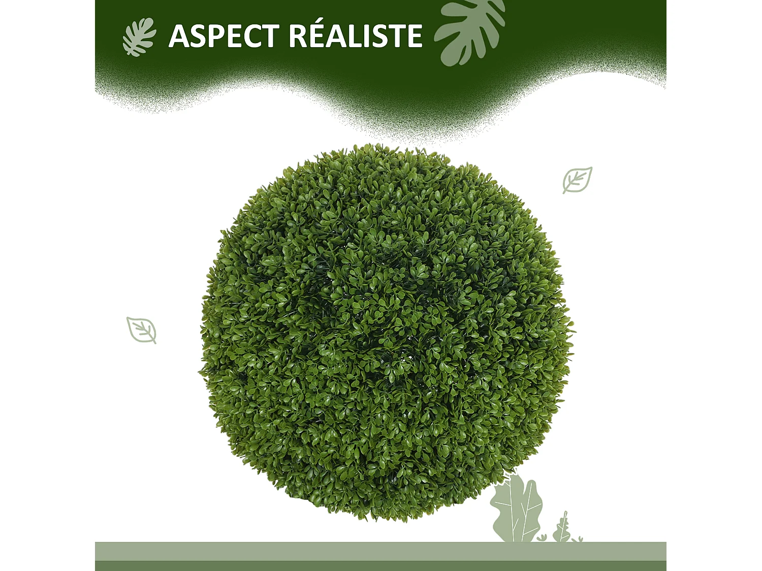Lot de 2 buis artificiels topiaires artificielles en forme de boule Ø 40 cm PE vert
