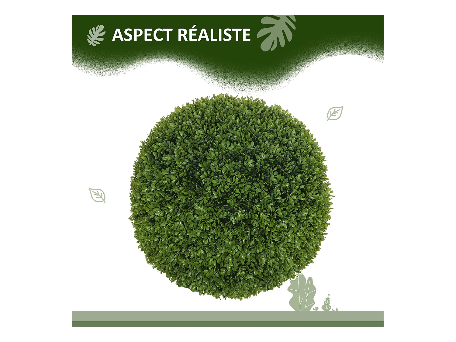 Lot de 2 buis artificiels topiaires artificielles en forme de boule Ø 40 cm PE vert