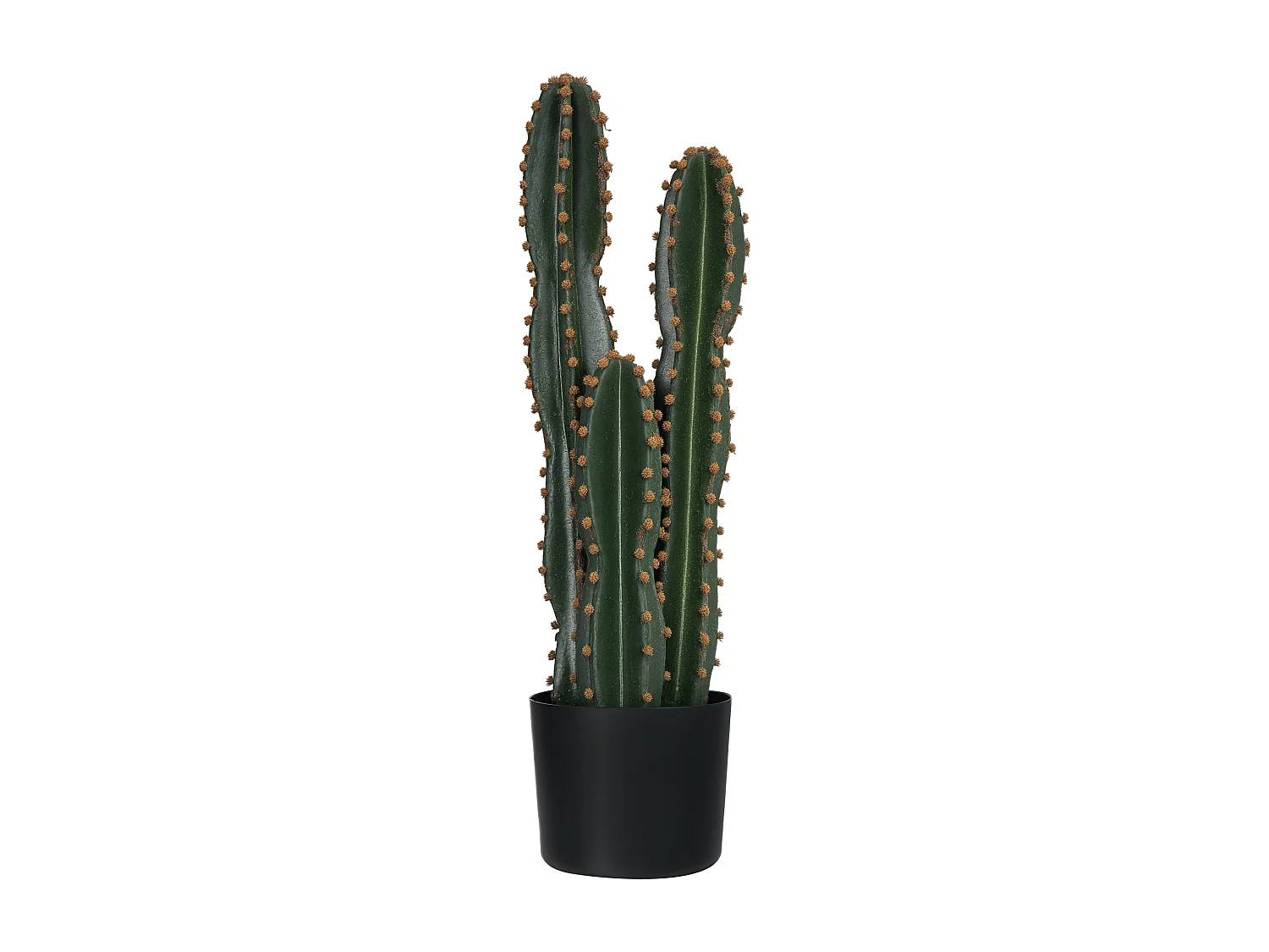 Cactus artificiel grand réalisme 3 pieds dim. Ø 17 x 60H cm pot inclus vert