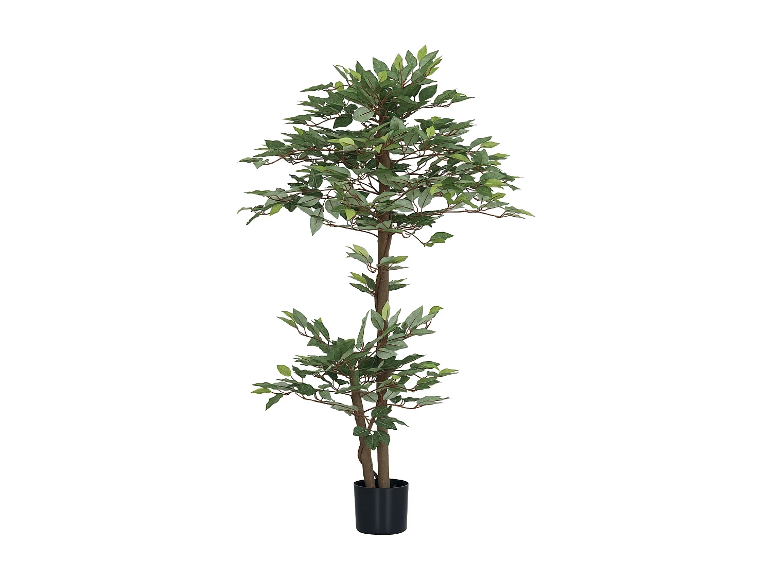 Plante artificielle ficus H.1,5 m troncs branches liane lichen feuilles grand réalisme pot inclus