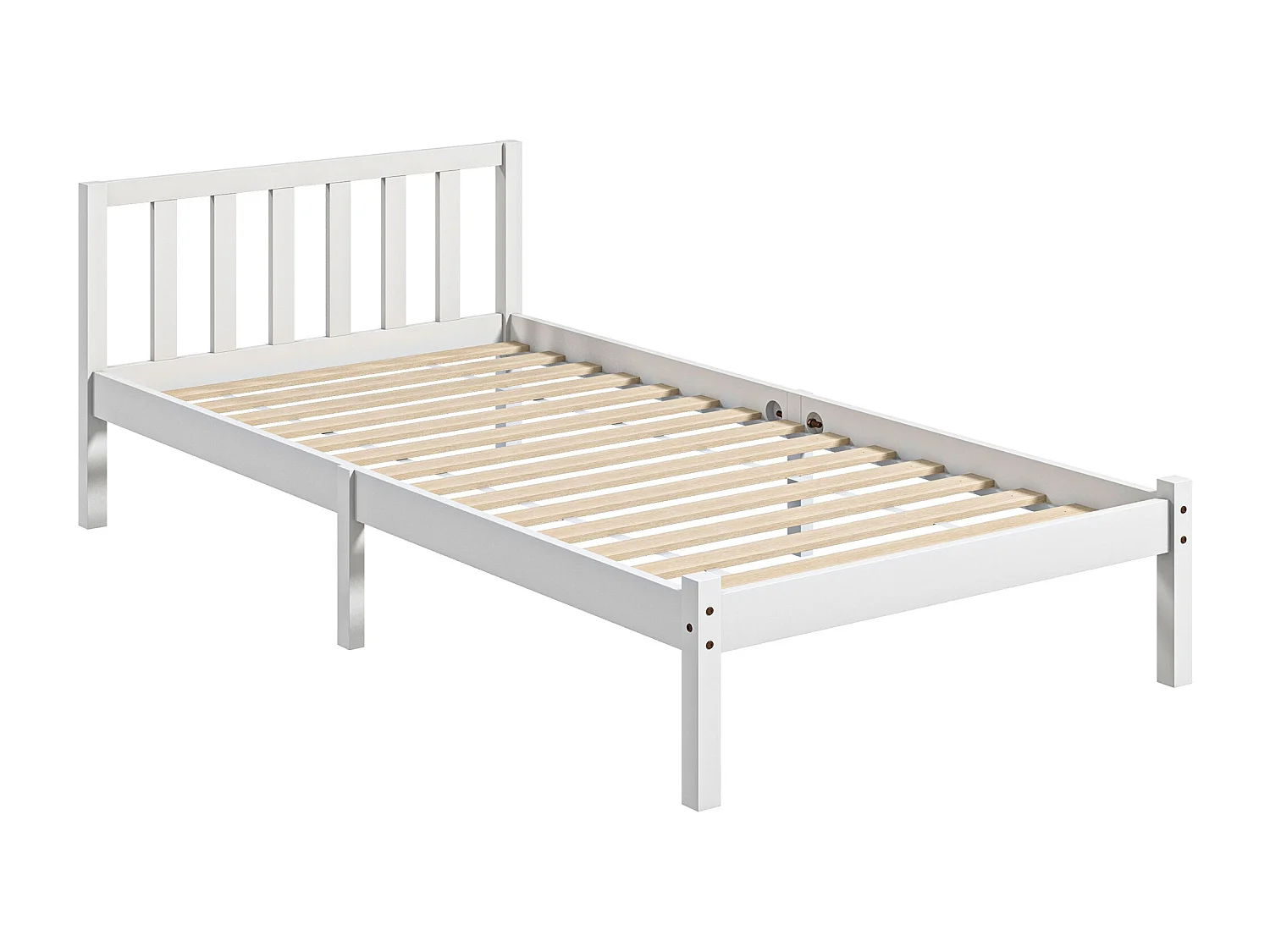 Lit simple design - tête de lit, sommier inclus - dim. 198L x 96l x 70H cm - compatible matelas 190L x 90l cm - bois blanc