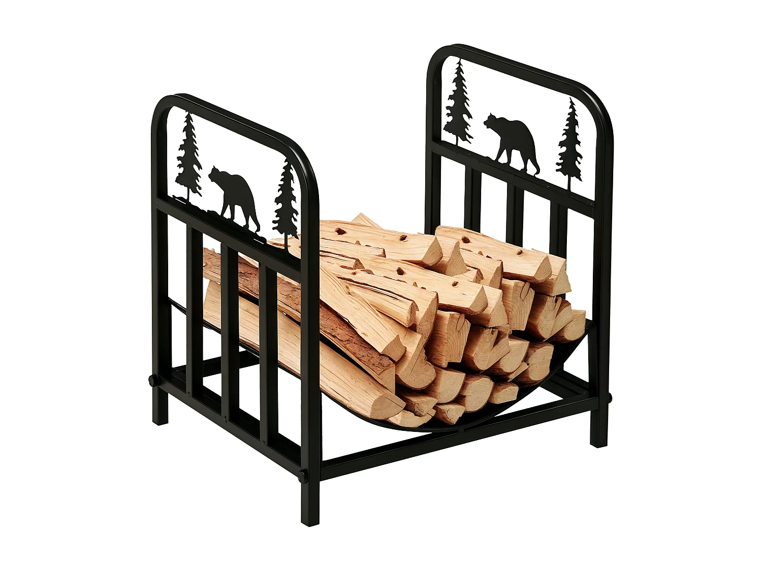 Range-bûches intérieur extérieur sur pied - porte bûches design - dim. 42L x 33l x 43H cm - métal noir