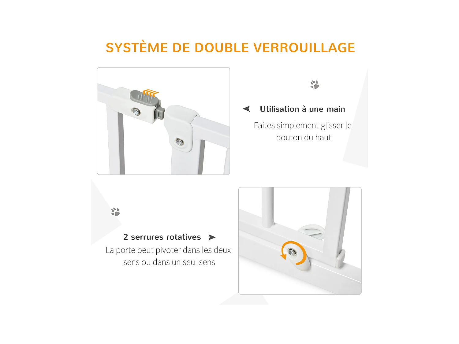 Barrière de sécurité barrière pour animal domestique longueur réglable barrière escaliers couloirs portes sans perçage en acier et ABS dim. 75-115L x 76H cm blanc