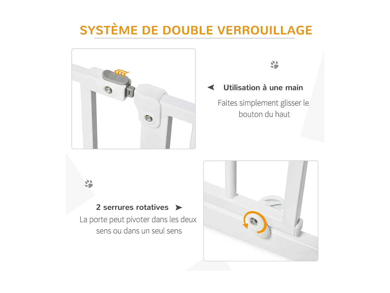 Barrière de sécurité barrière pour animal domestique longueur réglable barrière escaliers couloirs portes sans perçage en acier et ABS dim. 75-115L x 76H cm blanc
