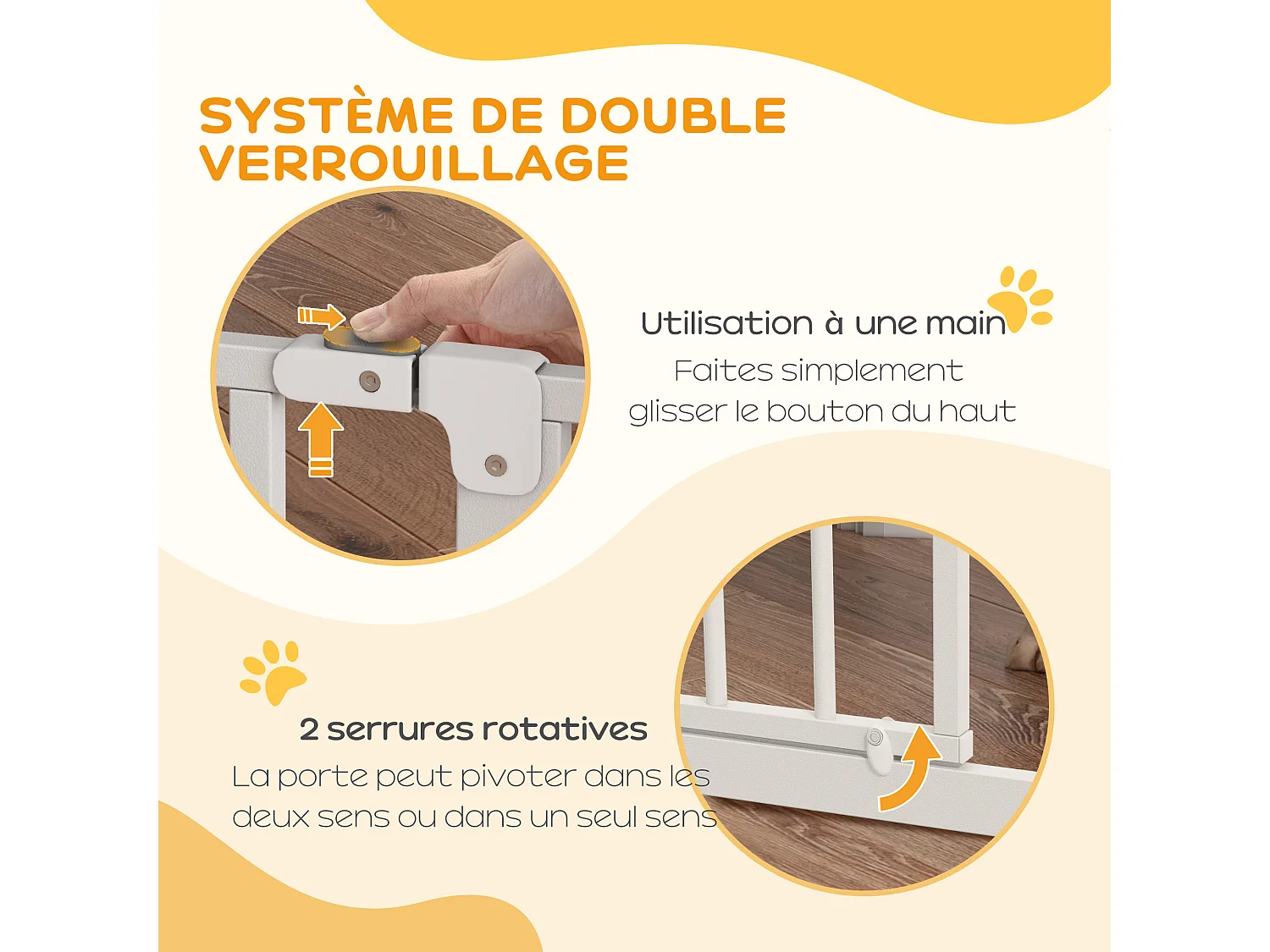 Barrière de sécurité barrière pour animal domestique longueur réglable barrière escaliers couloirs portes sans perçage en acier et ABS dim. 75-85L x 76H cm blanc