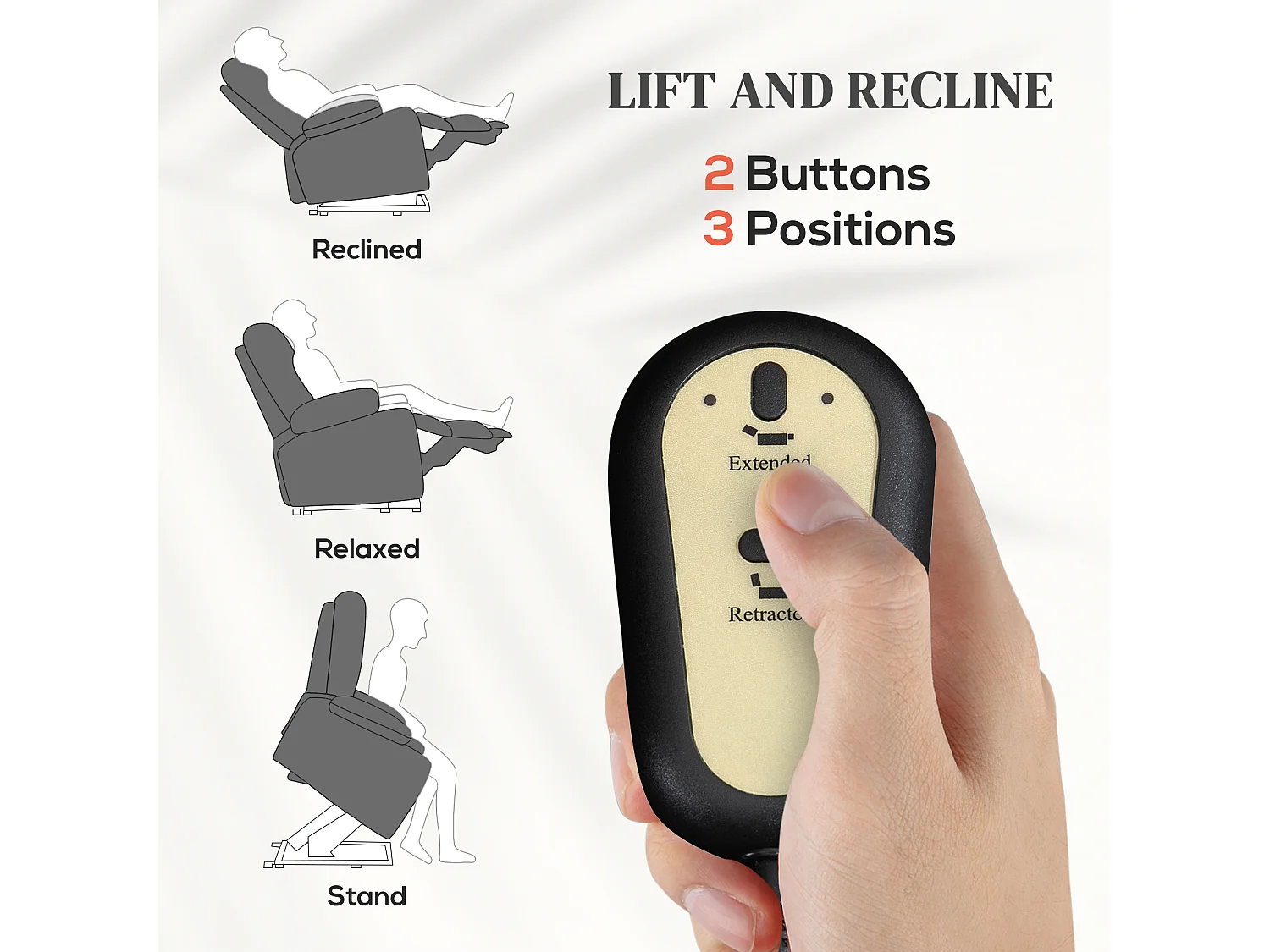 Fauteuil releveur massant chauffant inclinable - télécommande - tissu technique gris clair