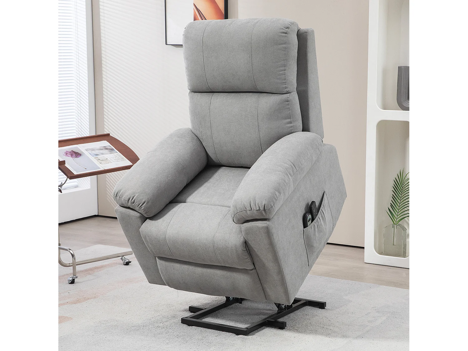 Fauteuil de massage fauteuil releveur électrique inclinaison réglable repose-pied ajustable tissu gris clair