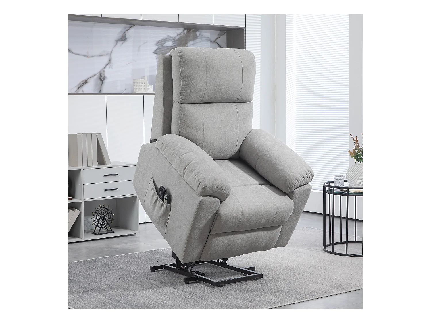 Fauteuil de massage fauteuil releveur électrique inclinaison réglable repose-pied ajustable tissu gris clair
