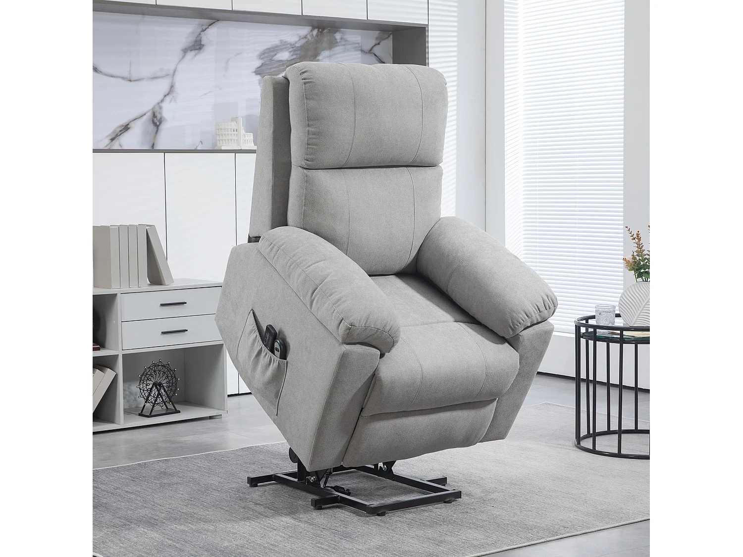 Fauteuil de massage fauteuil releveur électrique inclinaison réglable repose-pied ajustable tissu gris clair