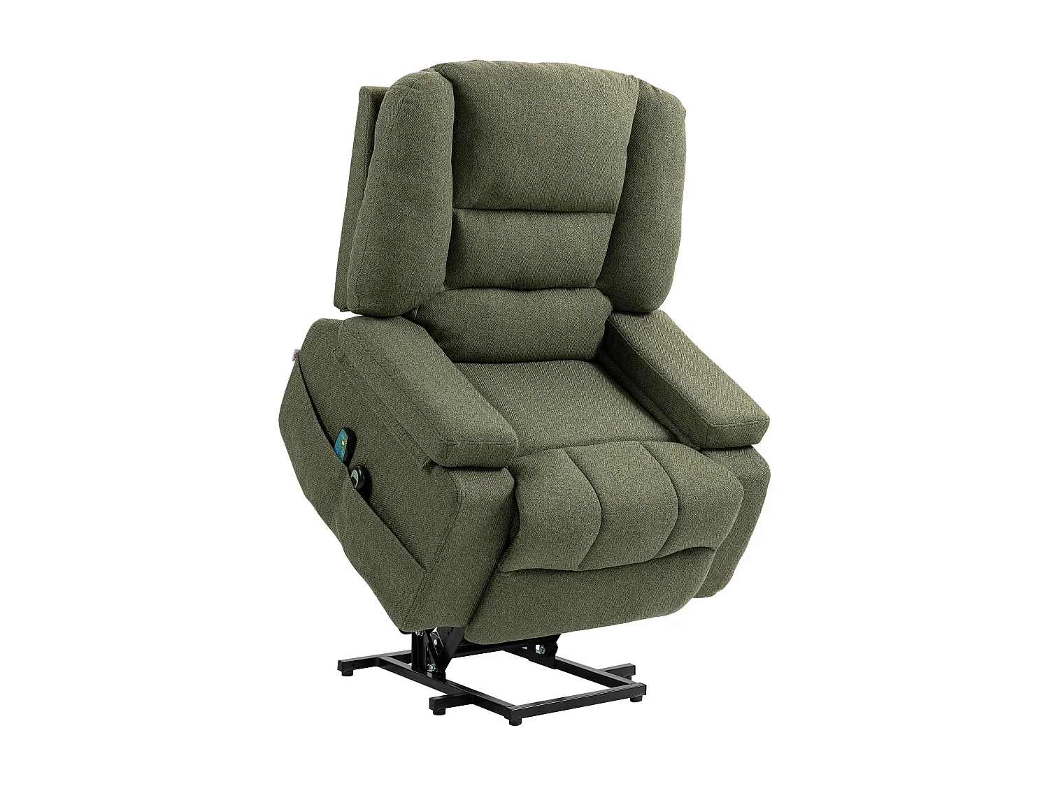 Fauteuil releveur électrique massant chauffant inclinable - repose-pied intégré, 2 télécommandes - tissu vert